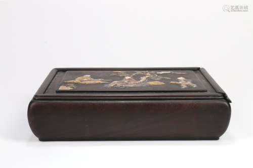 A Chinese Carved Rosewood Box with Cover