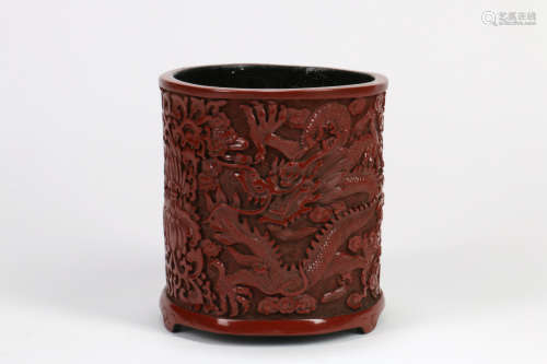 A Chinese Carved Tixi Brush Pot