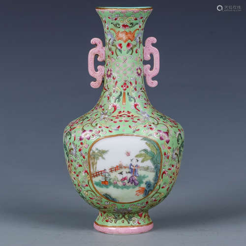 A Chinese Famille-Rose Porcelain Wall Vase