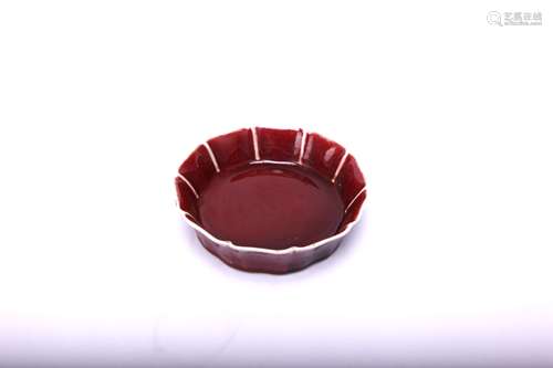 A Chinese Red Glazed Porcelain Brush Washer