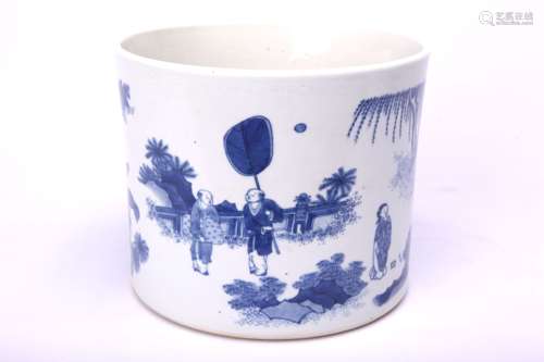 A Chinese Blue and White Porcelain Brush Pot