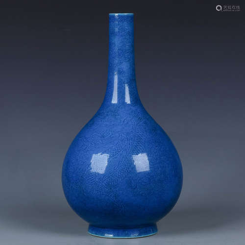 A Chinese Lapis Lazuli Glazed Porcelain Vase