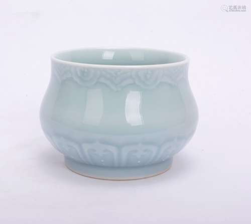 A Chinese Blue Glazed Porcelain Brush Washer