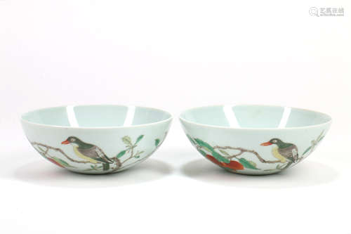 A Pair of Chinese Famille-Rose Porcelain Bowls