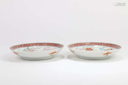 A Pair of Chinese Famille-Rose Porcelain Plates