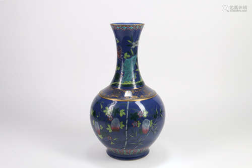 A Chinese Blue Glazed Porcelain Vase