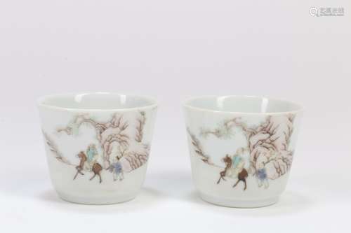 A Pair of Chinese Famille-Rose Porcelain Cups