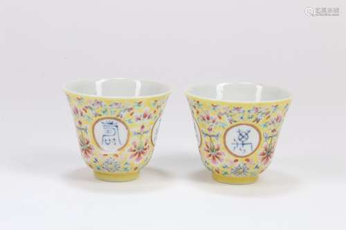 A Pair of Chinese Famille-Rose Porcelain Cups