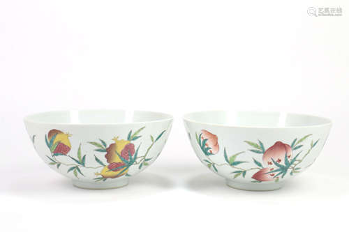 A Pair of Chinese Famille-Rose Porcelain Bowls