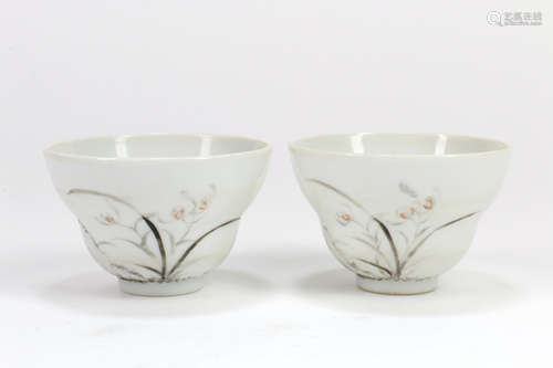 A Pair of Chinese Famille-Rose Porcelain Cups