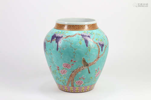 A Chinese Green Ground Porcelain Jar