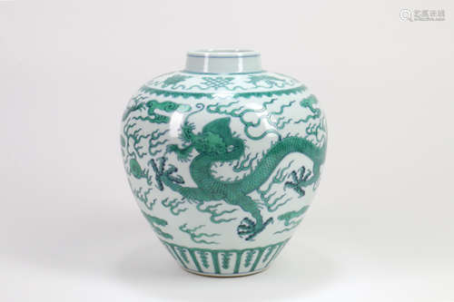 A Chinese Green Glazed Porcelain Jar