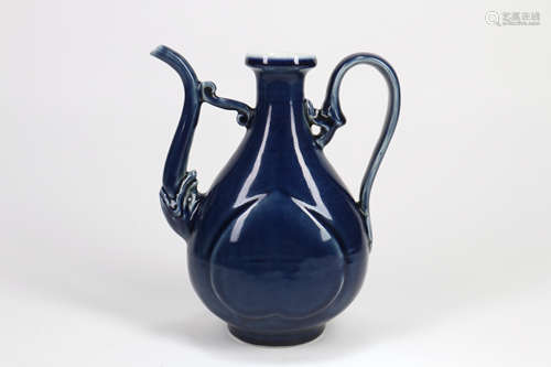 A Chinese Blue Glazed Porcelain Wine Pot