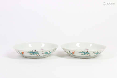 A Pair of Chinese Dou-Cai Porcelain Plates