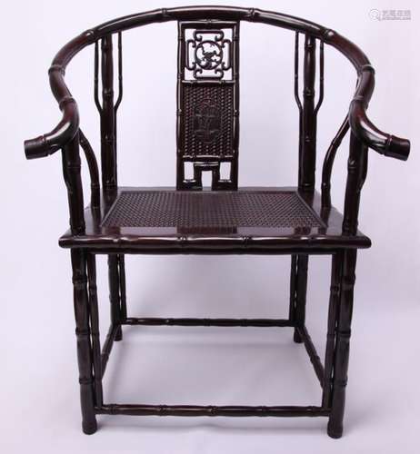 A Chinese Carved Zitan Chair