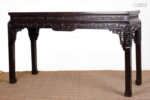 A Chinese Carved Zitan Table