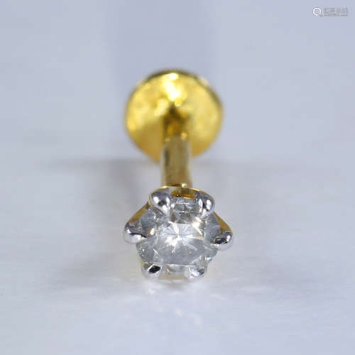 14 K Yellow Gold Diamond Ear Studs/Nose Ring