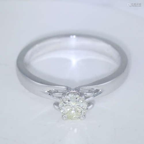 14 K White Gold Certified Solitaire Diamond Ring