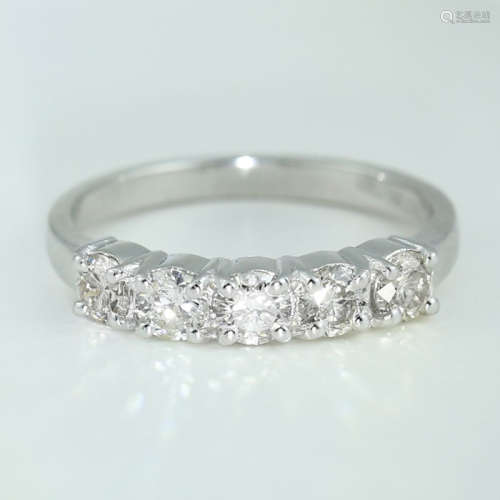 14 K White Gold IGI Certified 5 Solitaire Diamond Ring
