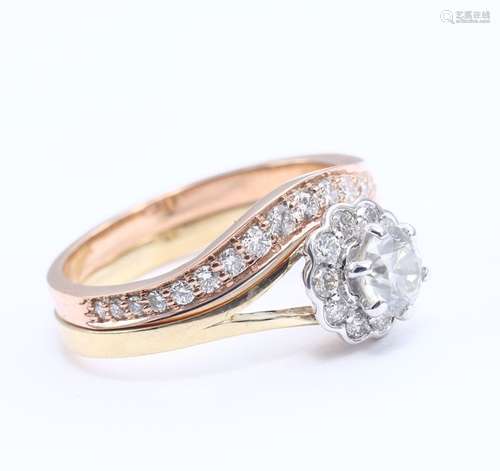 18 K Yellow Gold Diamond Rings ( set of 2 )