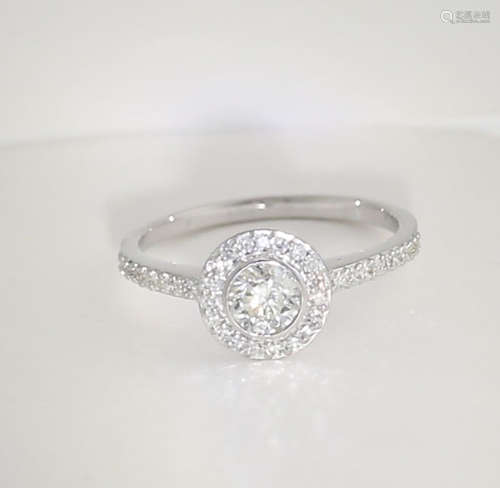 14 K White Gold IGI Certified Solitaire Diamond Ring