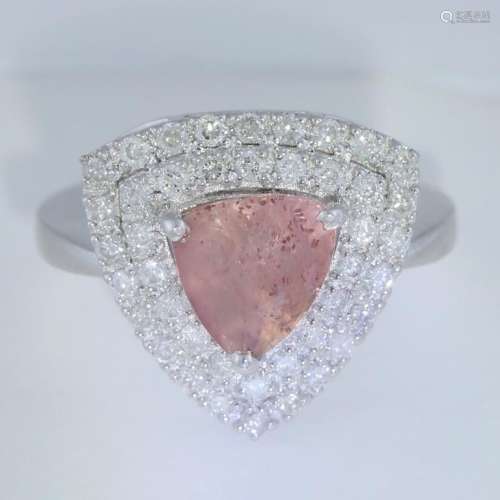 14 K White Gold Sapphire (IGI Certified) & Diamond Ring