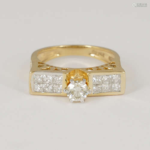 14 K / 585 Yellow Gold Solitaire Diamond Ring