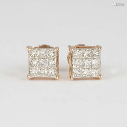 14 K / 585 Rose Gold Diamond Earring Studs