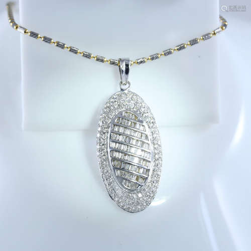 14 K White Gold Diamond Pendant Necklace & Earrings