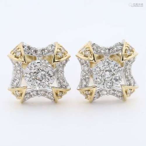 IGI Certified 18 K Yellow Gold Diamond Earrings