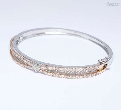 14 K White & Rose Gold Designer Diamond Bracelet