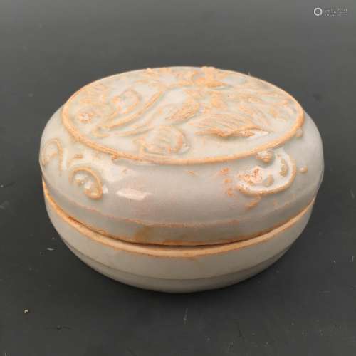 Chinese Celadon Glazed Round Box and Cover