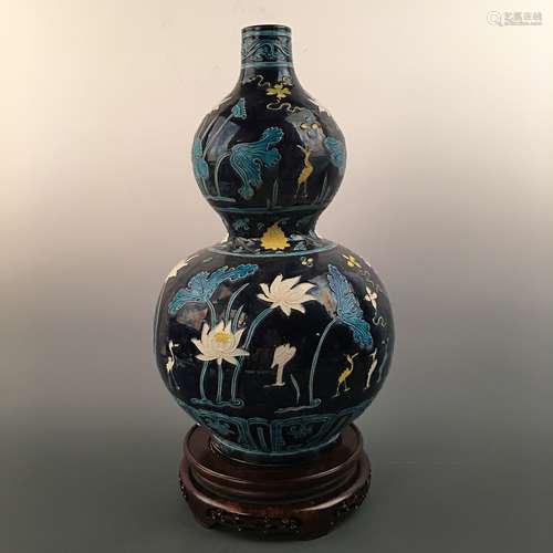 Chinese Fa Hua Ci Double Goured Bottle Vase