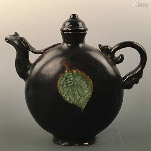 Chinese Jizhou Kiln Moon Flask Pitcher