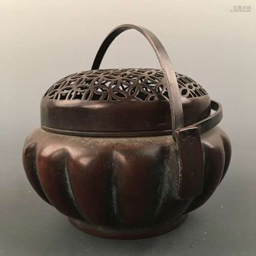 Chinese Bronze Hand Warmer Openwork