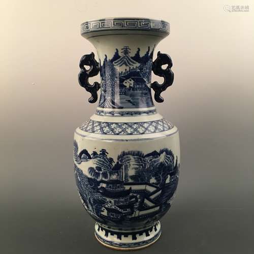 Chinese Blue-White Vase, Kangxi Mark