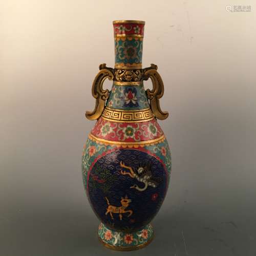 Chinese Cloisonné Bronze Vase, Qianlong Mark