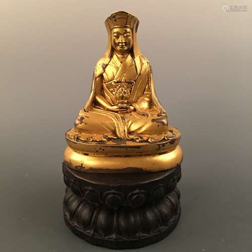 Chinese Gilt Bronze Lama Figure