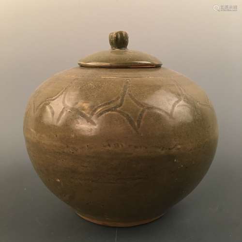 Chinese Yaozhou Kiln Jar and a Cover