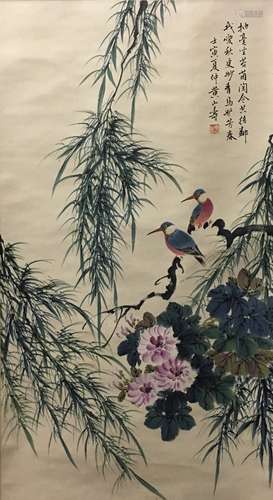 Chinese Hanging Scroll of 'Flower & Birds' Painting