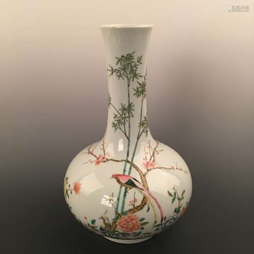 Chinese Famille Rose Vase, Yongzheng Mark