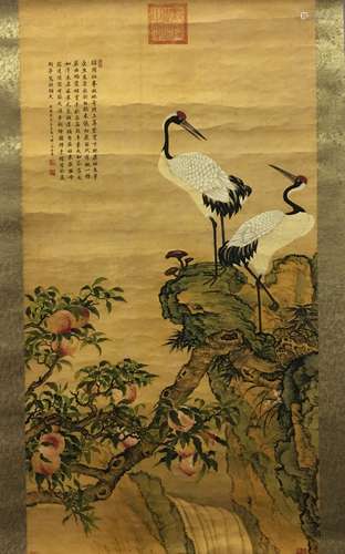 Chinese Water-Color Painting with Crane