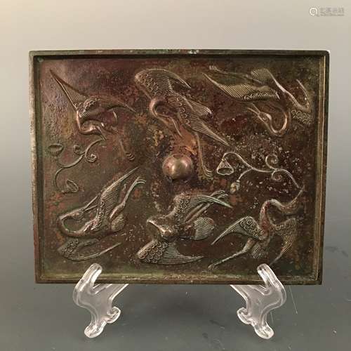 Chinese Square Bronze Mirror