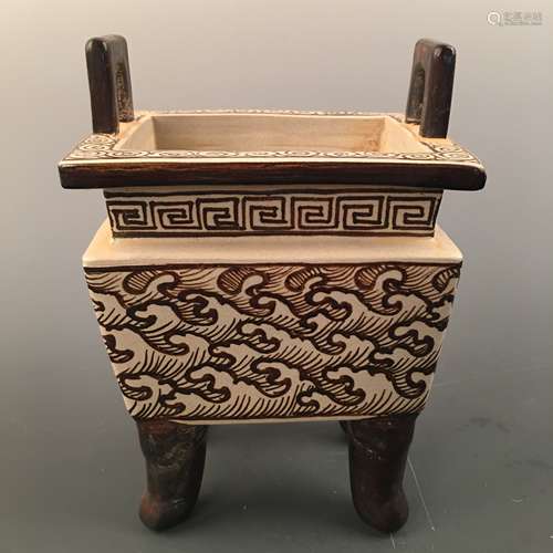 Chinese Cizhou Kiln Square Censer