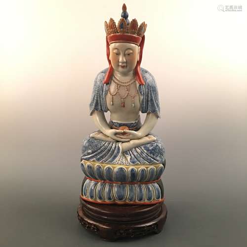 Chinese Famille Rose Ksitigarbha Figure