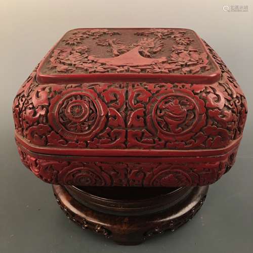 Chinese Lacuqare Ware Square Box and Cover, Qianlong Mark