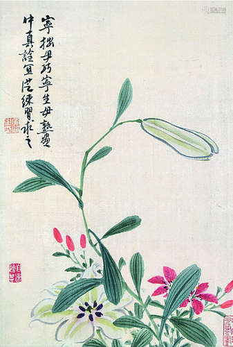 黄宾虹 花卉 册页 镜片 绢本