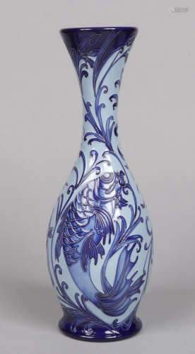 A Moorcroft slender baluster vase designed by Kerry Goodwin in the Glendair pattern. Tube lined with