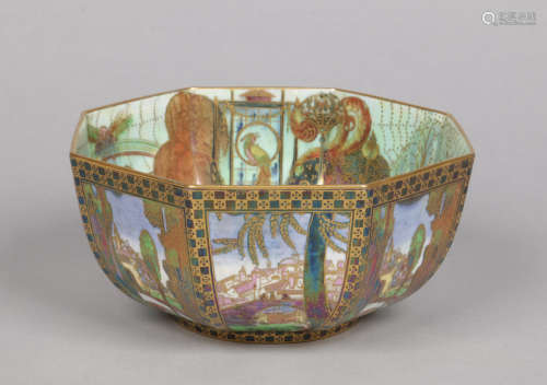 A Wedgwood octagonal Fairyland Lustre bowl by Daisy Makeig-Jones. Decorated to the outside with
