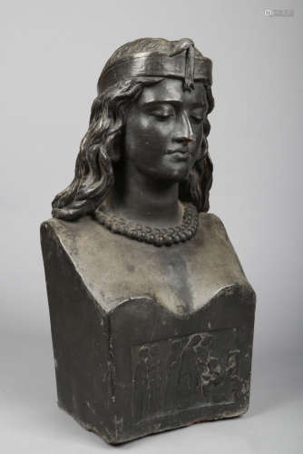 John Adams Acton (1831-1910) a lead head and shoulders portrait bust of a The Pharaoh's Daughter.